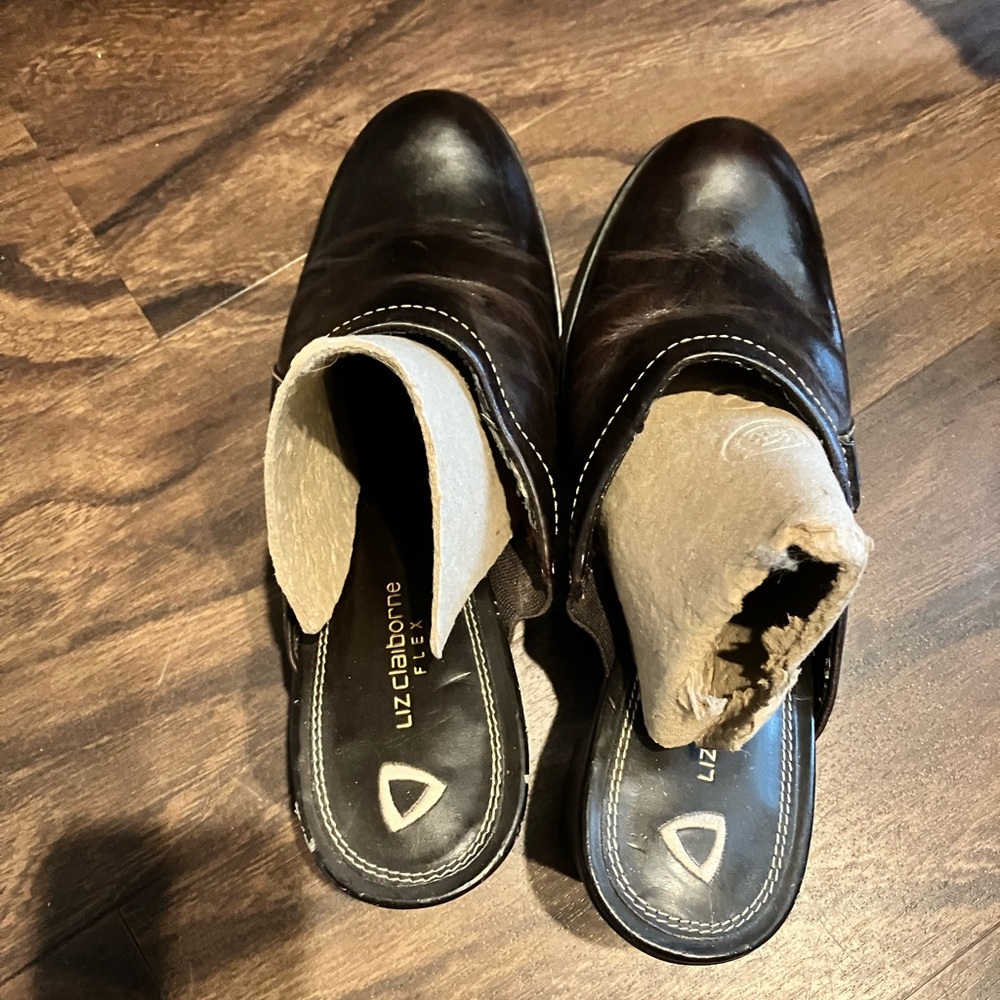 Liz Claiborne Dark Brown Leather Slip-Ons